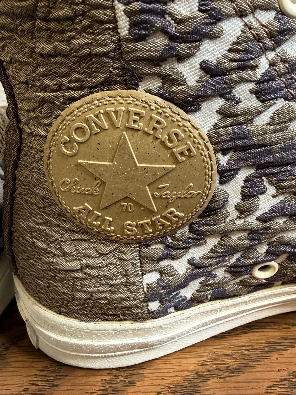 Converse High-Top Sneakers in Brown Camo with Cream Soles